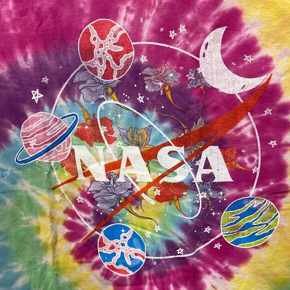 NASA Solar System Flower Amazing Colorful Tie Dye Graphic Design T-Shirt XL - Picture 2 of 4